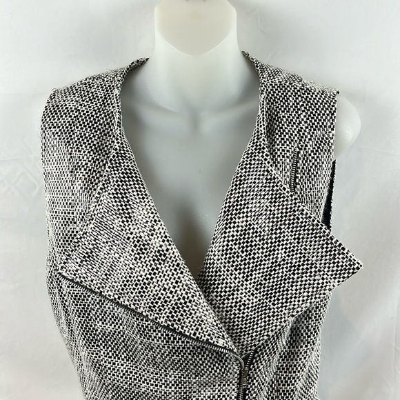 Wes Gordon Tweed Asymmetrical Zip Up Black and White Cotton Silk‎ Vest Size 8 - Picture 7 of 16